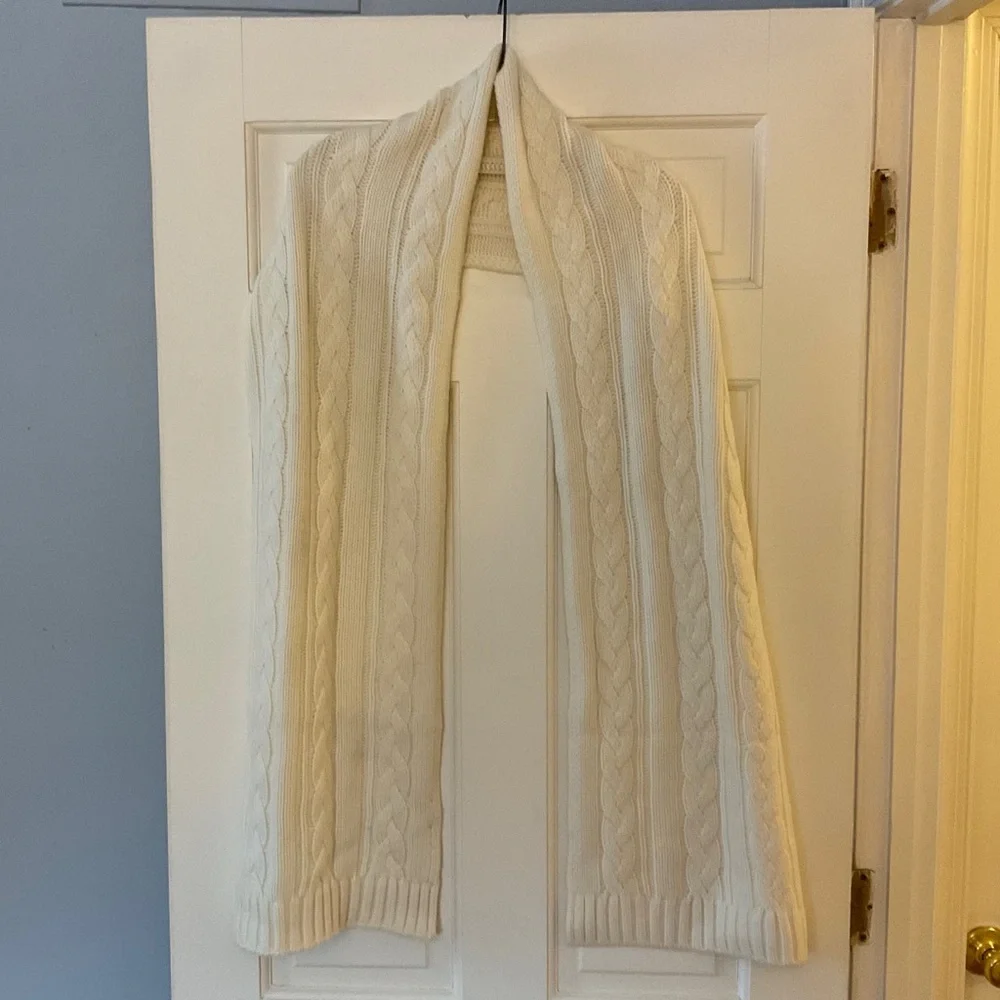 Madewell Chunky Cable-Stitch Scarf Winter White Ivory Knit‎ Wool Cashmere NWT